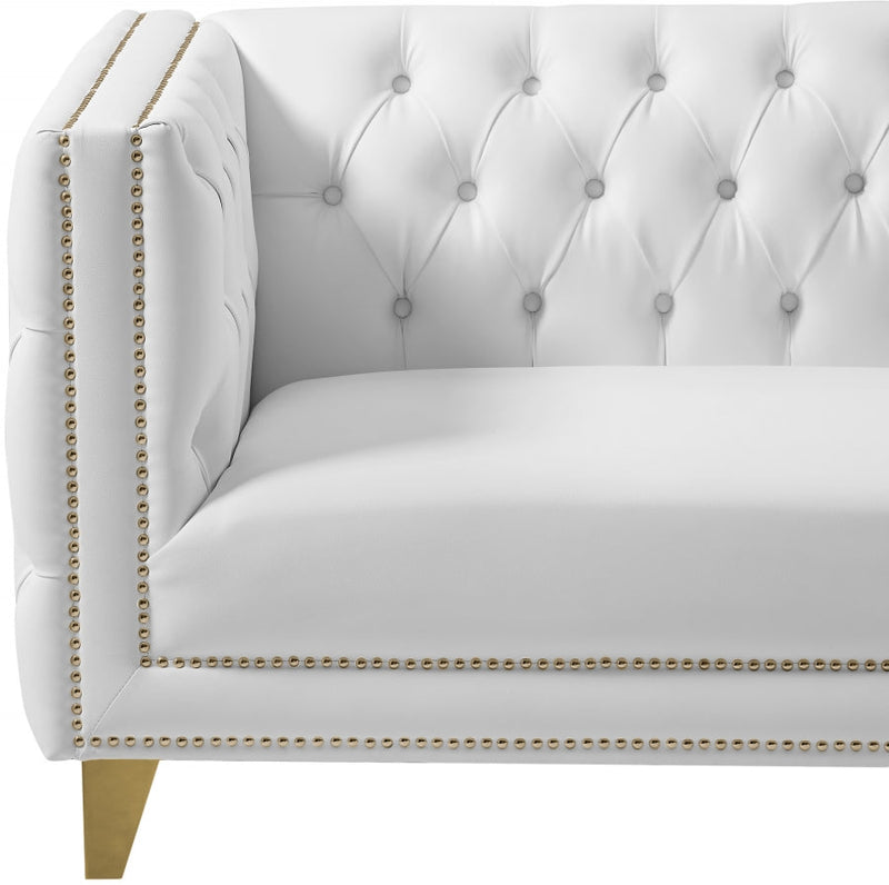 Michelle 66" Vegan Leather Upholstered Loveseat in White - 651White-L