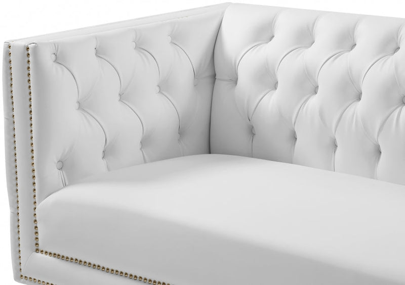 Michelle 66" Vegan Leather Upholstered Loveseat in White - 651White-L