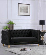 Michelle 66" Velvet Upholstered Loveseat in Black - 652Black-L