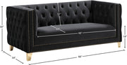 Michelle 66" Velvet Upholstered Loveseat in Black - 652Black-L
