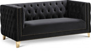 Michelle 66" Velvet Upholstered Loveseat in Black - 652Black-L