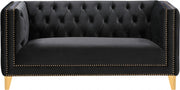 Michelle 66" Velvet Upholstered Loveseat in Black - 652Black-L