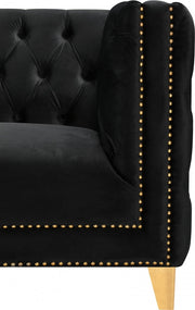 Michelle 66" Velvet Upholstered Loveseat in Black - 652Black-L