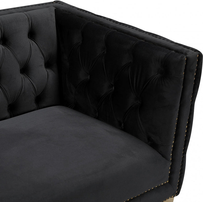 Michelle 66" Velvet Upholstered Loveseat in Black - 652Black-L