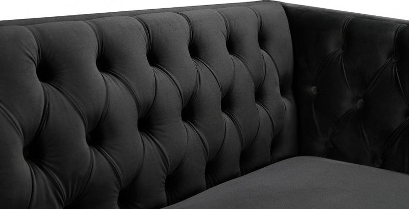 Michelle 66" Velvet Upholstered Loveseat in Black - 652Black-L