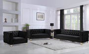 Michelle 66" Velvet Upholstered Loveseat in Black - 652Black-L