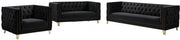 Michelle 66" Velvet Upholstered Loveseat in Black - 652Black-L