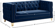 Michelle 66" Velvet Upholstered Loveseat in Blue - 652Navy-L