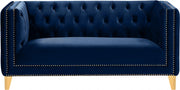 Michelle 66" Velvet Upholstered Loveseat in Blue - 652Navy-L