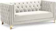Michelle 66" Velvet Upholstered Loveseat in Cream - 652Cream-L