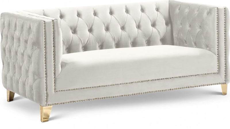 Michelle 66" Velvet Upholstered Loveseat in Cream - 652Cream-L