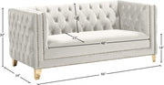 Michelle 66" Velvet Upholstered Loveseat in Cream - 652Cream-L