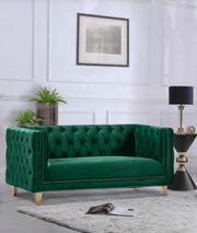 Michelle 66" Velvet Upholstered Loveseat in Green - 652Green-L
