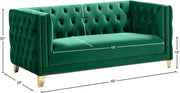 Michelle 66" Velvet Upholstered Loveseat in Green - 652Green-L