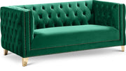 Michelle 66" Velvet Upholstered Loveseat in Green - 652Green-L
