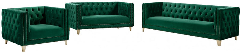 Michelle 66" Velvet Upholstered Loveseat in Green - 652Green-L
