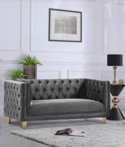 Michelle 66" Velvet Upholstered Loveseat in Grey - 652Grey-L