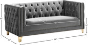 Michelle 66" Velvet Upholstered Loveseat in Grey - 652Grey-L
