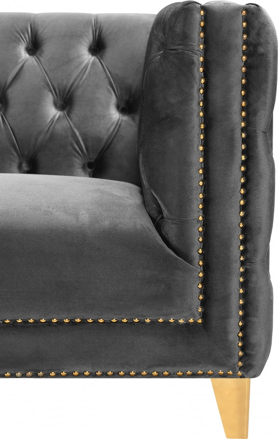 Michelle 66" Velvet Upholstered Loveseat in Grey - 652Grey-L