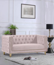 Michelle 66" Velvet Upholstered Loveseat in Pink - 652Pink-L