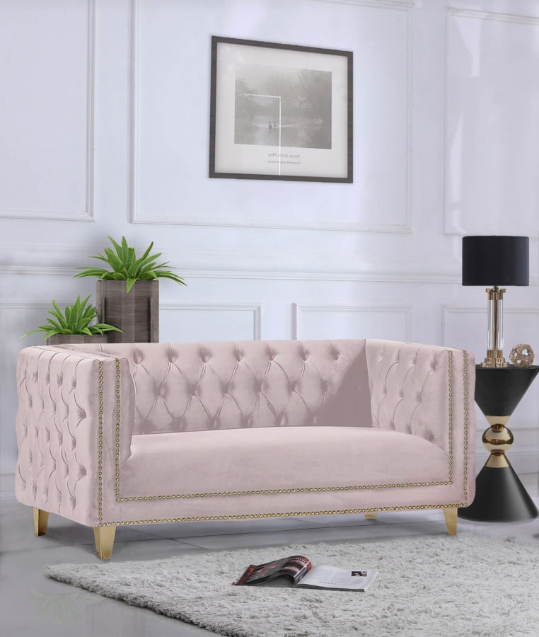 Michelle 66" Velvet Upholstered Loveseat in Pink - 652Pink-L