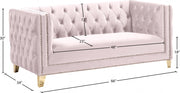 Michelle 66" Velvet Upholstered Loveseat in Pink - 652Pink-L