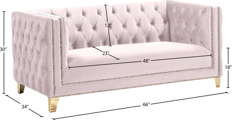 Michelle 66" Velvet Upholstered Loveseat in Pink - 652Pink-L