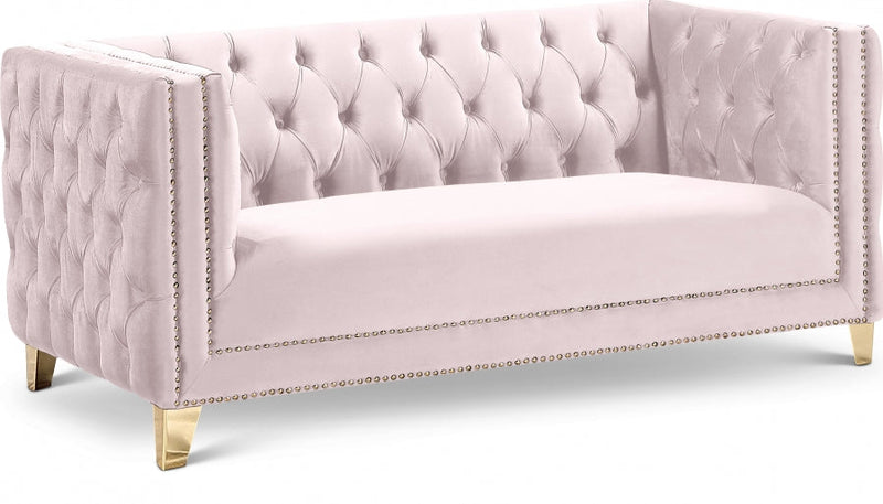 Michelle 66" Velvet Upholstered Loveseat in Pink - 652Pink-L