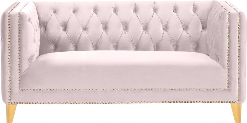 Michelle 66" Velvet Upholstered Loveseat in Pink - 652Pink-L