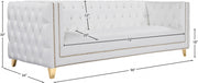 Michelle 90" Vegan Leather Upholstered Sofa in White - 651White-S