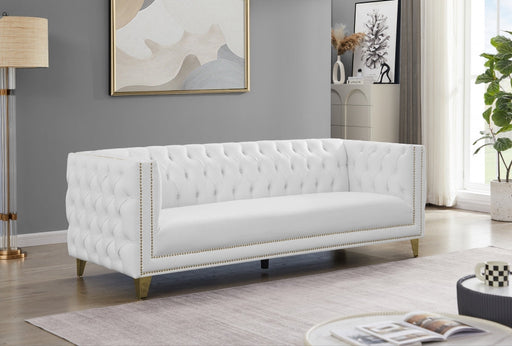 Michelle 90" Vegan Leather Upholstered Sofa in White - 651White-S