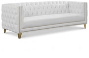 Michelle 90" Vegan Leather Upholstered Sofa in White - 651White-S
