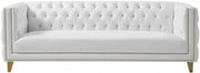 Michelle 90" Vegan Leather Upholstered Sofa in White - 651White-S