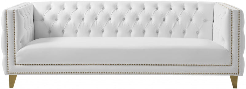 Michelle 90" Vegan Leather Upholstered Sofa in White - 651White-S