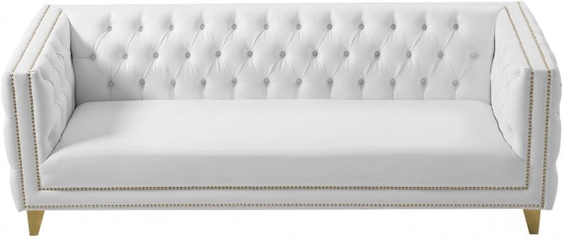 Michelle 90" Vegan Leather Upholstered Sofa in White - 651White-S