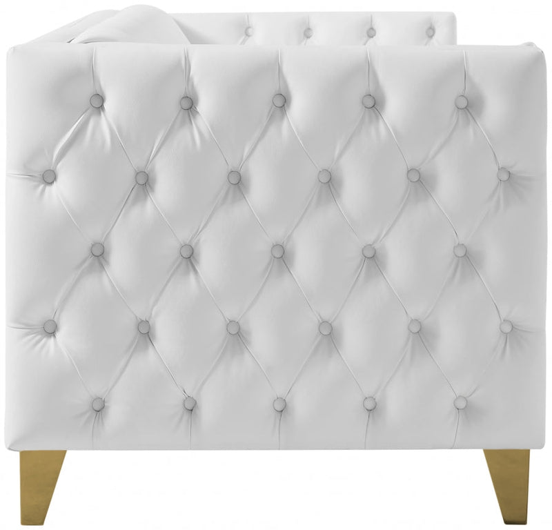 Michelle 90" Vegan Leather Upholstered Sofa in White - 651White-S