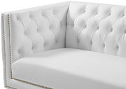 Michelle 90" Vegan Leather Upholstered Sofa in White - 651White-S