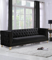 Michelle 90" Velvet Upholstered Sofa in Black - 652Black-S