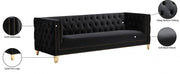 Michelle 90" Velvet Upholstered Sofa in Black - 652Black-S