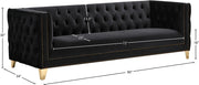 Michelle 90" Velvet Upholstered Sofa in Black - 652Black-S