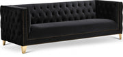 Michelle 90" Velvet Upholstered Sofa in Black - 652Black-S
