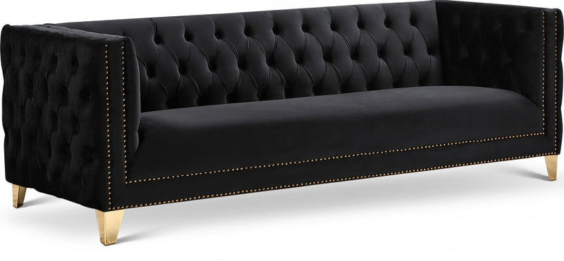 Michelle 90" Velvet Upholstered Sofa in Black - 652Black-S