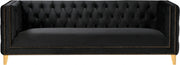 Michelle 90" Velvet Upholstered Sofa in Black - 652Black-S