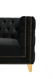 Michelle 90" Velvet Upholstered Sofa in Black - 652Black-S