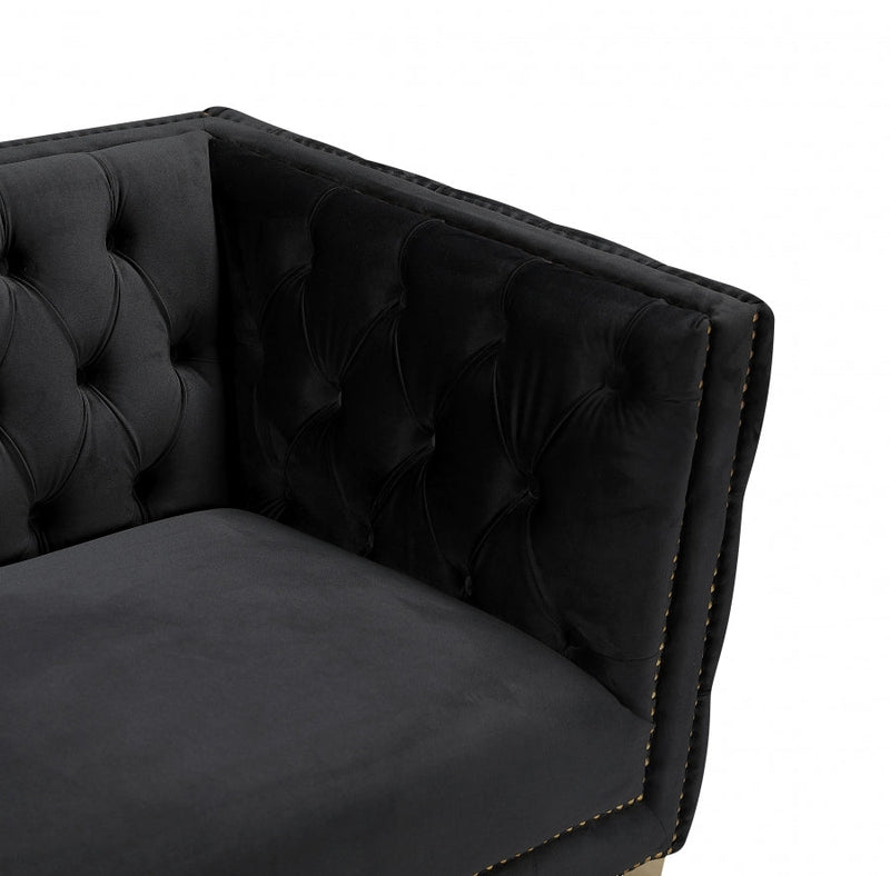 Michelle 90" Velvet Upholstered Sofa in Black - 652Black-S