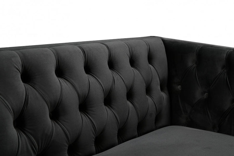 Michelle 90" Velvet Upholstered Sofa in Black - 652Black-S