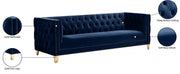 Michelle 90" Velvet Upholstered Sofa in Blue - 652Navy-S