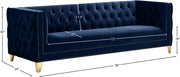 Michelle 90" Velvet Upholstered Sofa in Blue - 652Navy-S