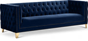 Michelle 90" Velvet Upholstered Sofa in Blue - 652Navy-S