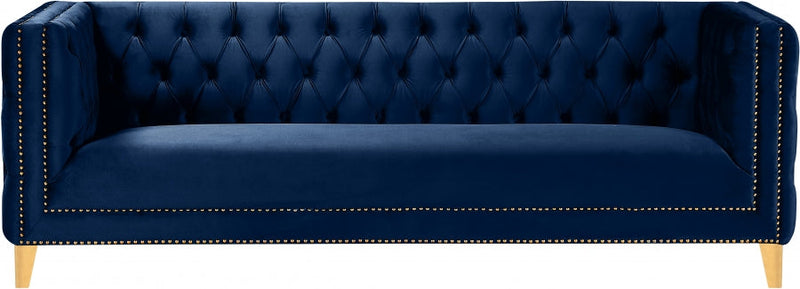 Michelle 90" Velvet Upholstered Sofa in Blue - 652Navy-S